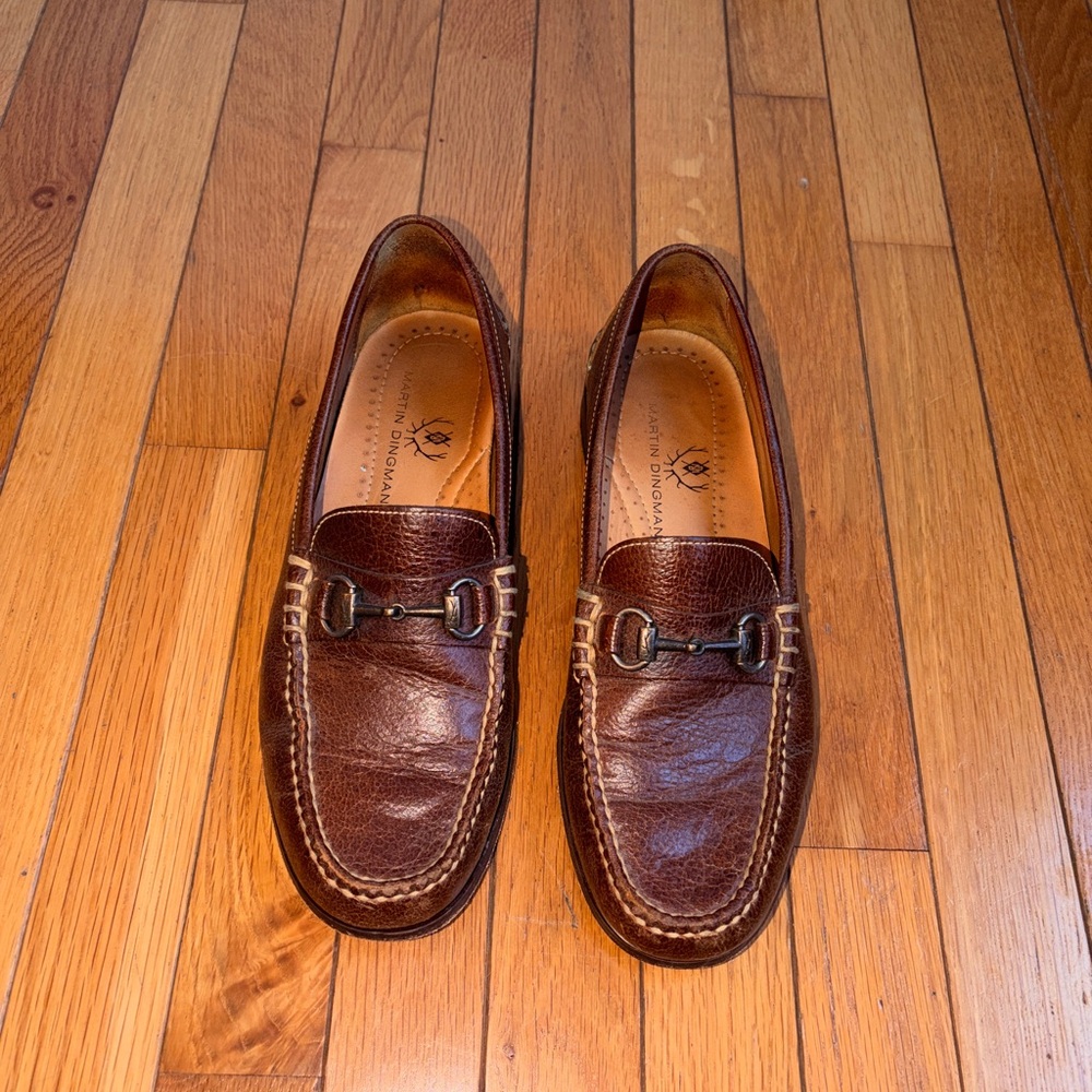 Martin Dingman Dark Brown Horsebit Leather Loafers